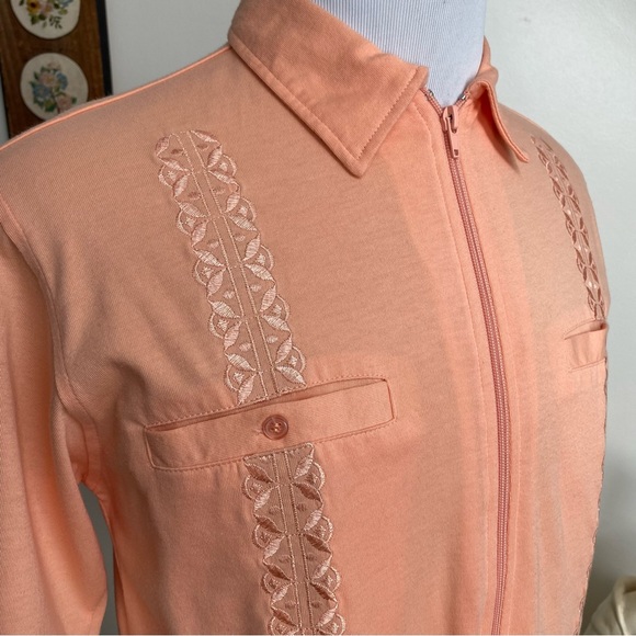 Vintage Peach Zip Up Embroidered Shirt - Picture 10 of 14